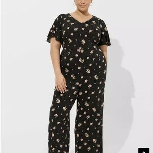 Torrid Black Floral Jumpsuit